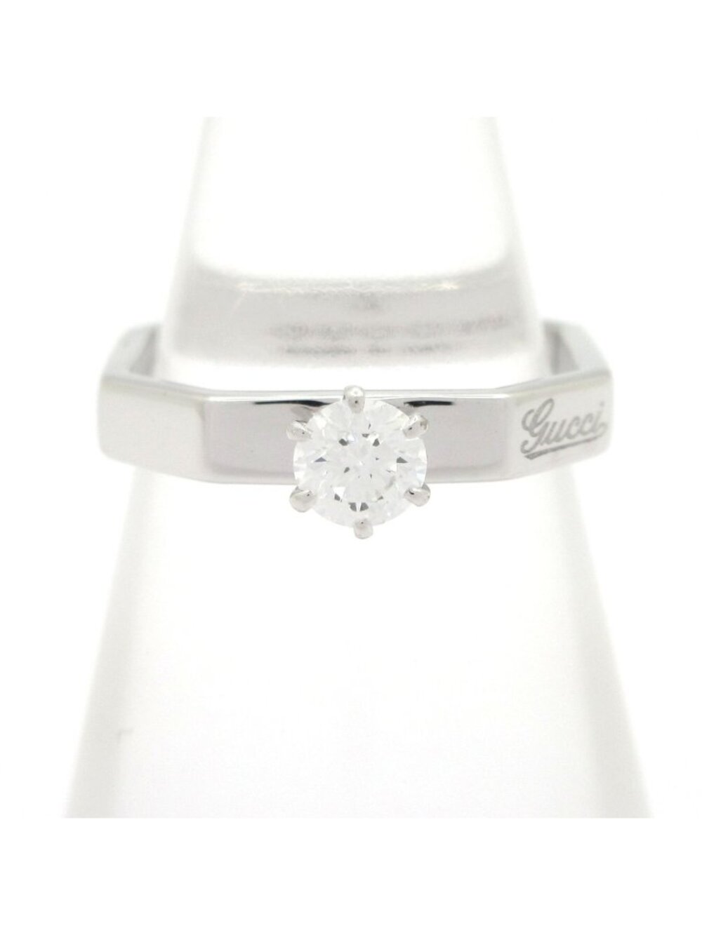 Gucci Ring Octagonal Solitaire 18k White Gold Diamond
